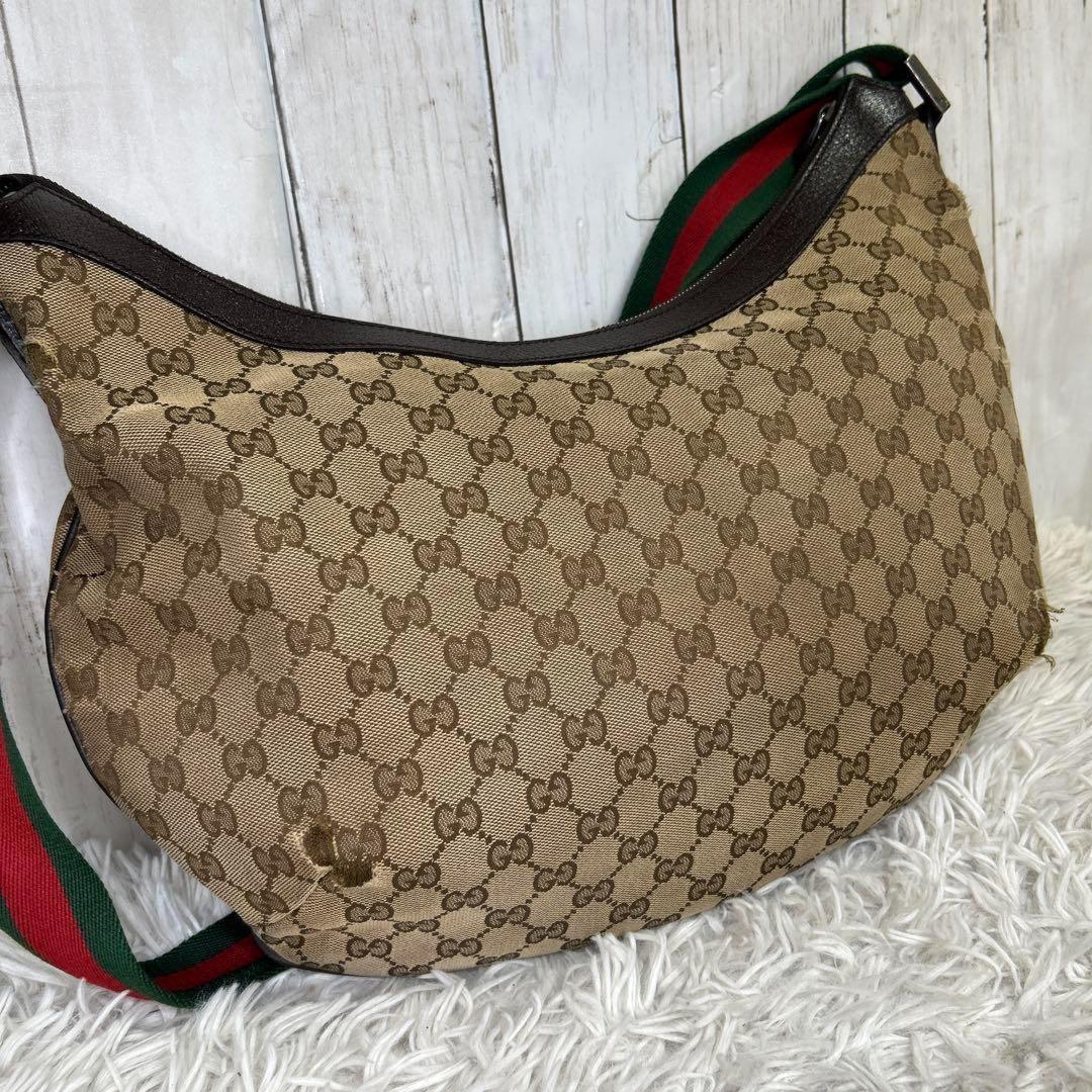 GUCCI Shoulder Bag Purse Sherry Line GG Canvas Brown Authentic