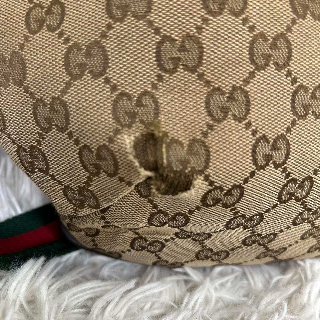 GUCCI Shoulder Bag Purse Sherry Line GG Canvas Brown Authentic