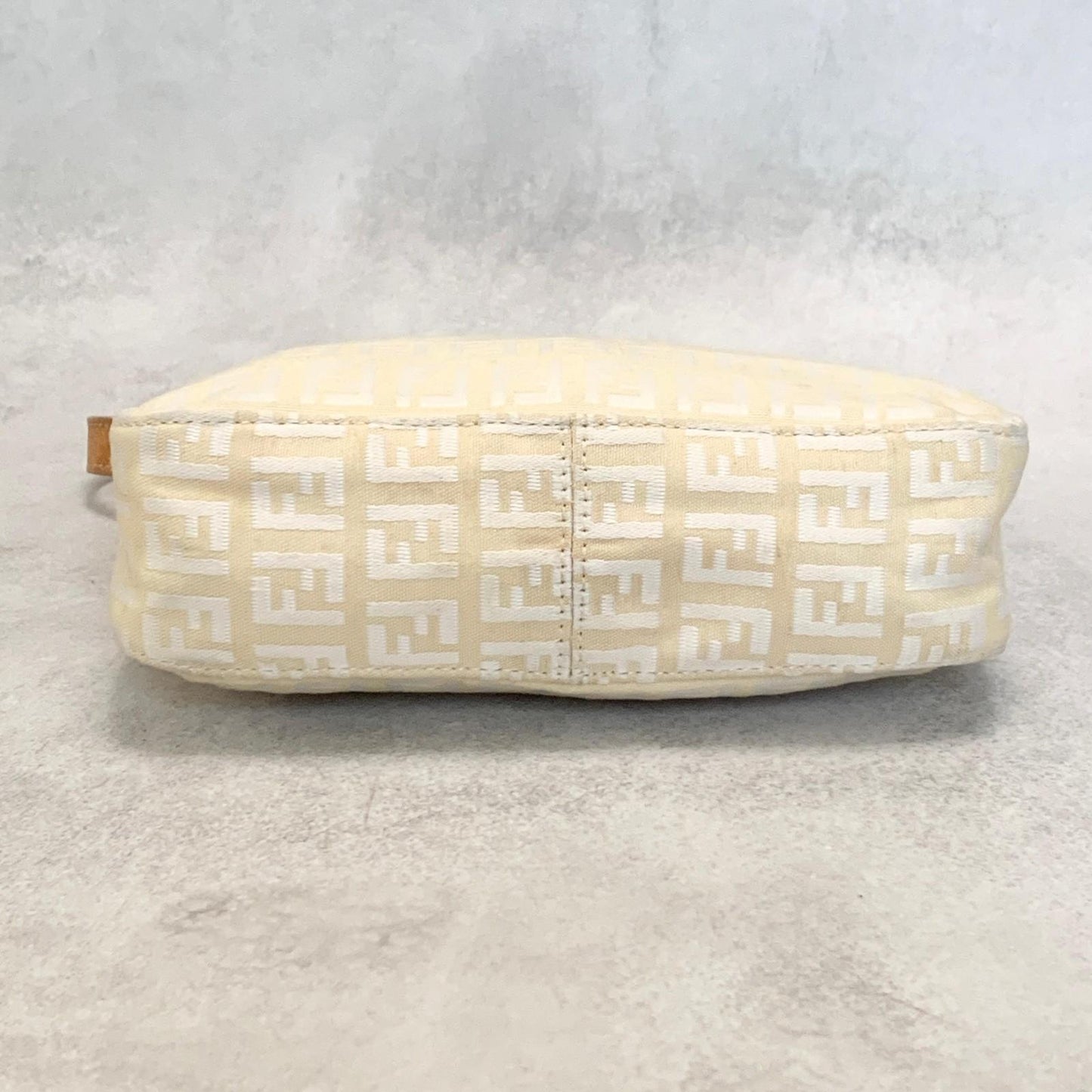 FENDI Handbag Shoulder Bag Zucchino Accessory Pouch FF Purse Canvas Leather Auth