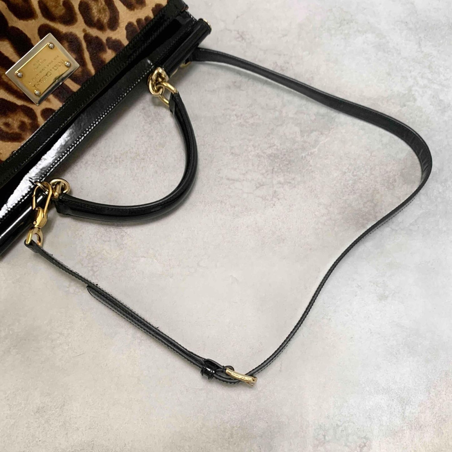 Dolce & Gabbana Sicily Handbag Shoulder Bag Leopard Purse Beige Brown Authentic