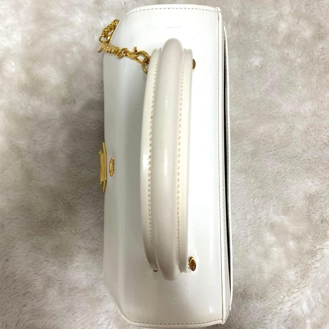 VERSACE Hand Bag Tote Purse Sunburst White Authentic