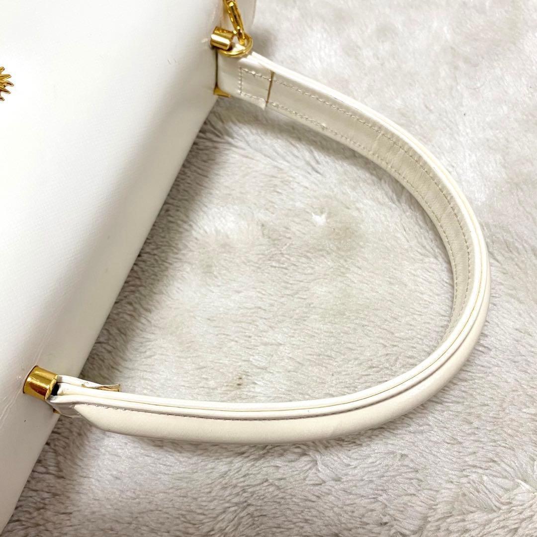VERSACE Hand Bag Tote Purse Sunburst White Authentic