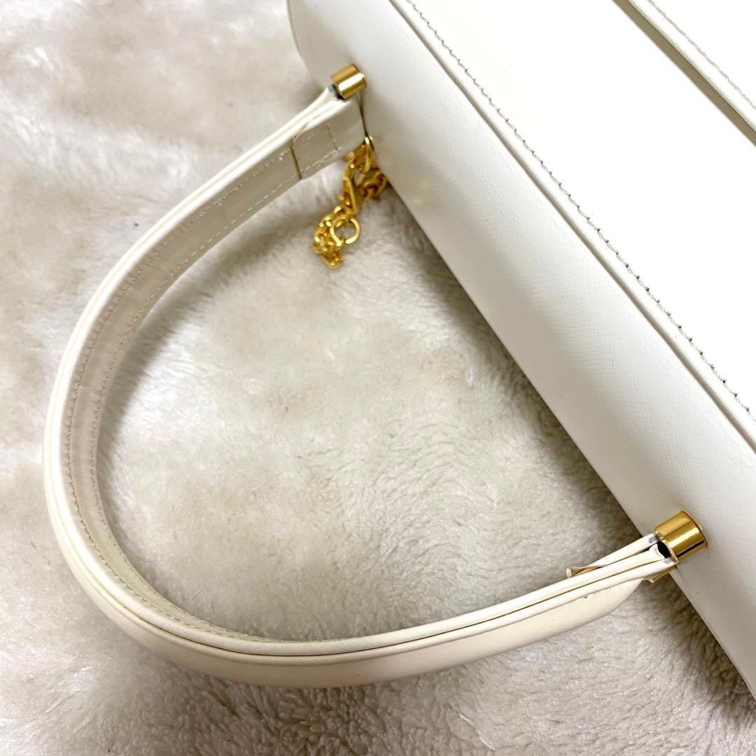 VERSACE Hand Bag Tote Purse Sunburst White Authentic