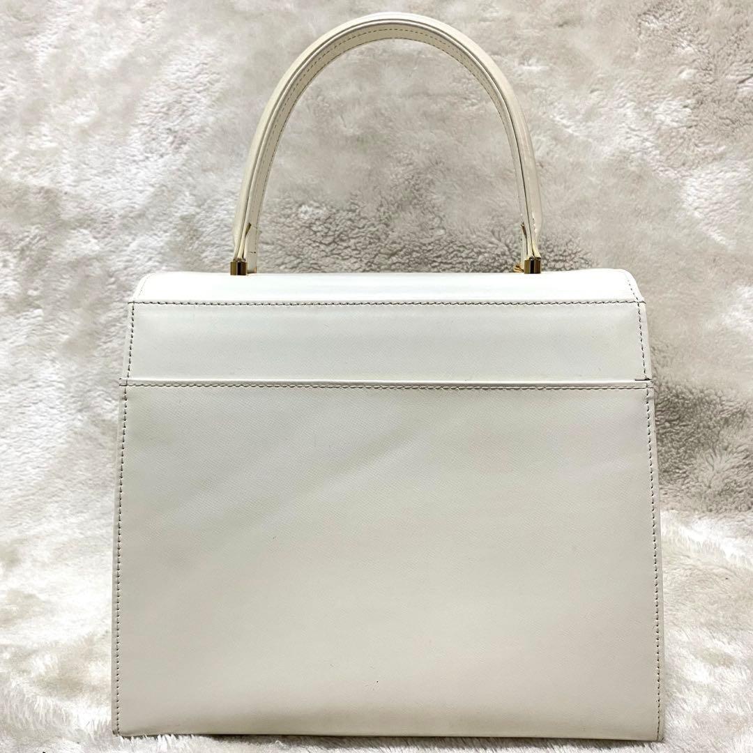 VERSACE Hand Bag Tote Purse Sunburst White Authentic