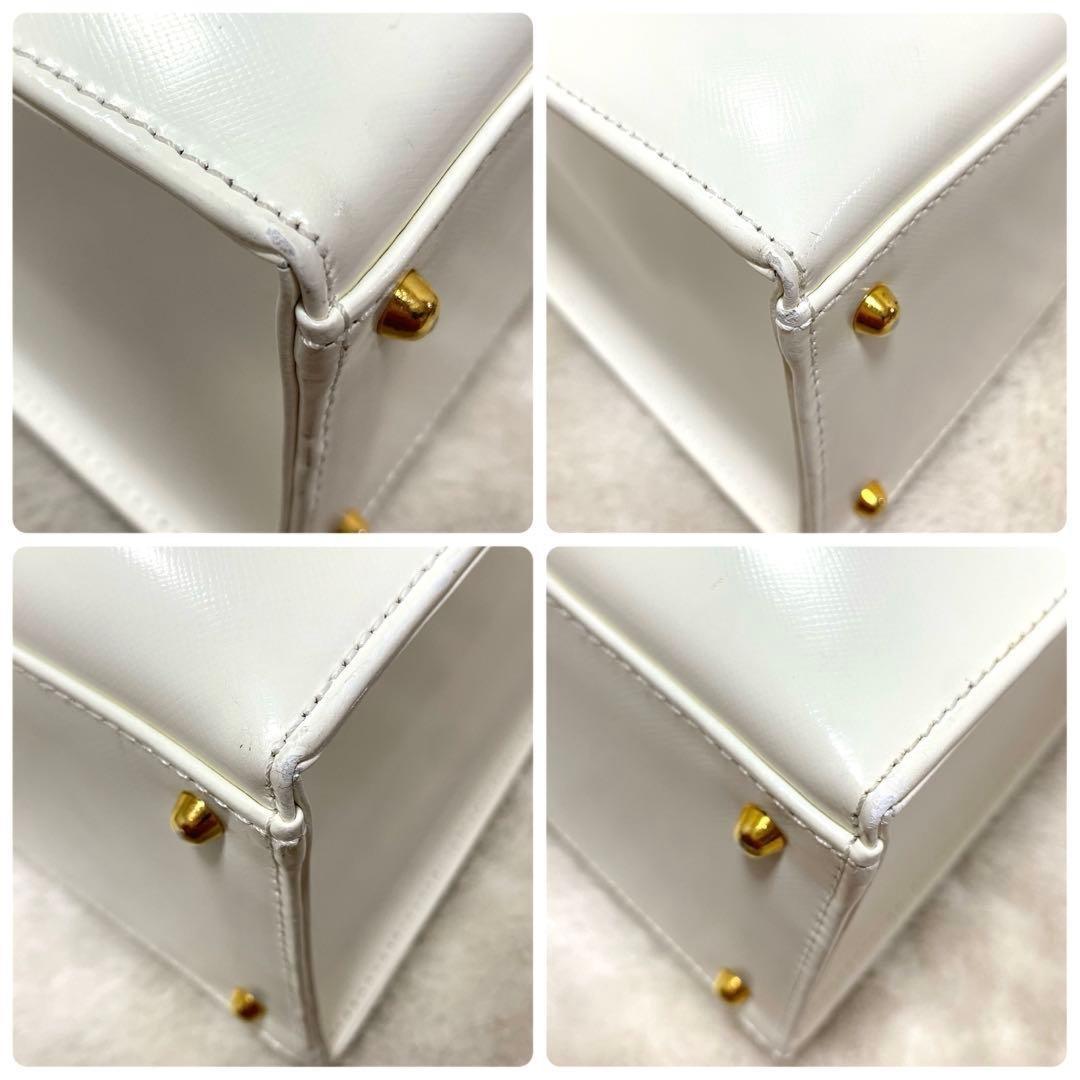 VERSACE Hand Bag Tote Purse Sunburst White Authentic