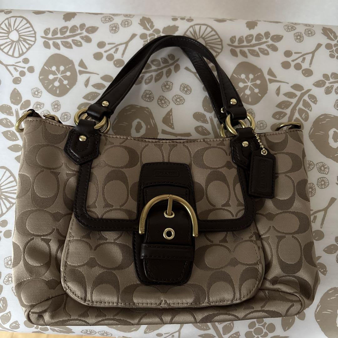 COACH Hand Shoulder Bag Tote Purse 2way Signature Authentic