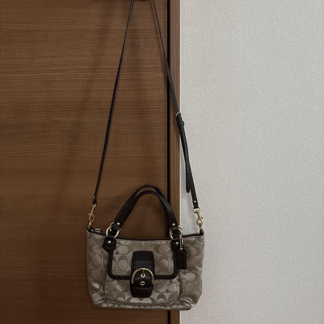 COACH Hand Shoulder Bag Tote Purse 2way Signature Authentic