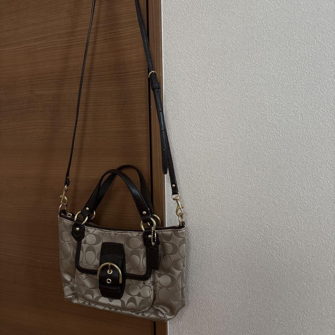 COACH Hand Shoulder Bag Tote Purse 2way Signature Authentic