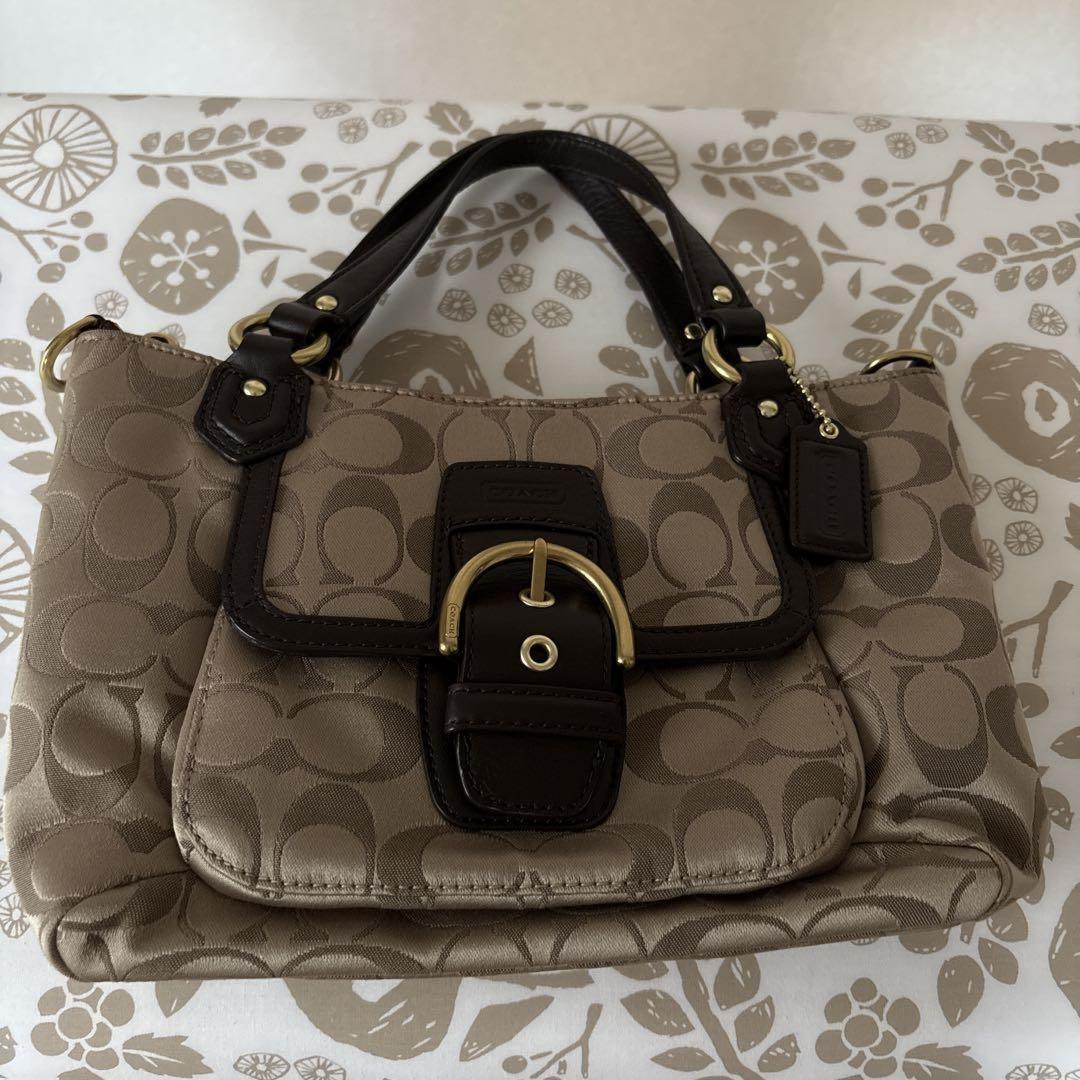 COACH Hand Shoulder Bag Tote Purse 2way Signature Authentic