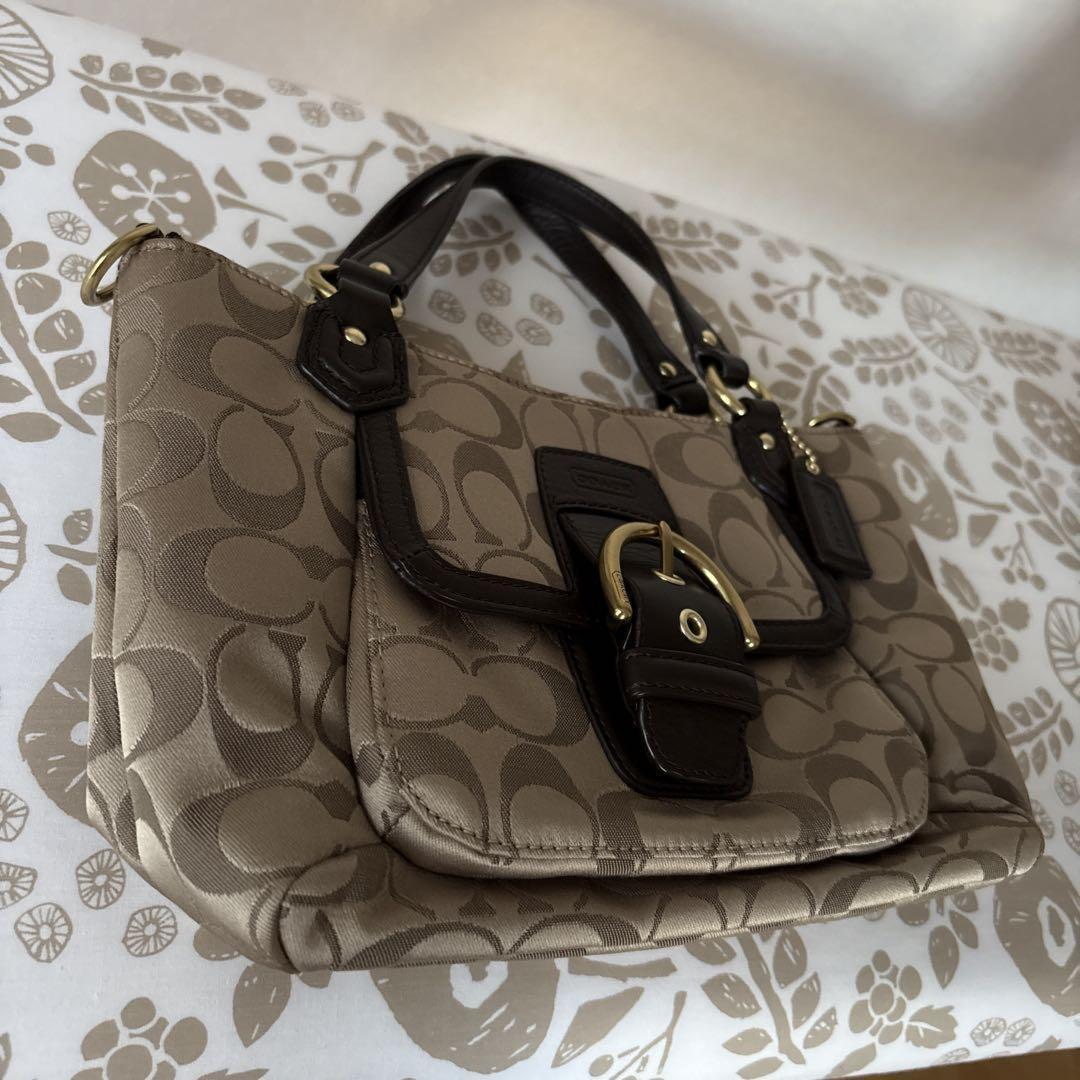 COACH Hand Shoulder Bag Tote Purse 2way Signature Authentic