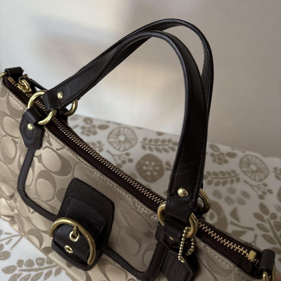 COACH Hand Shoulder Bag Tote Purse 2way Signature Authentic