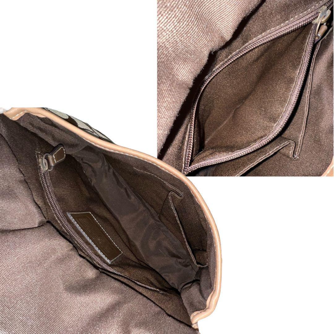 COACH Shoulder Bag Purse Turn Lock Signature Canvas Beige Authentic