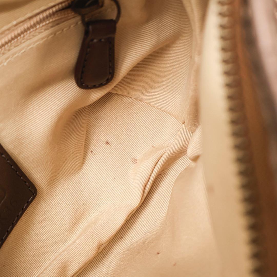 COACH Hand Shoulder Bag Tote Purse Signature Nylon Canvas Brown Authentic