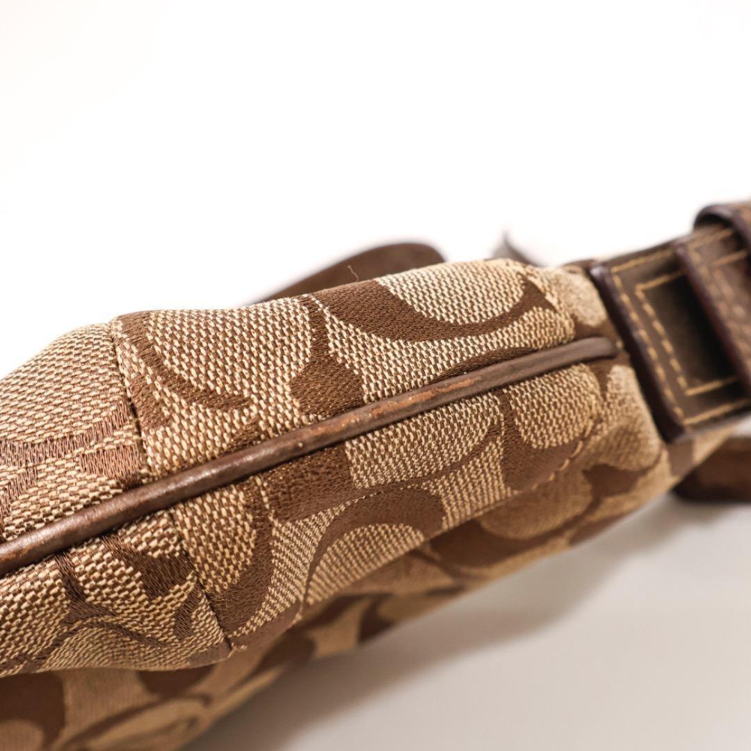 COACH Hand Shoulder Bag Tote Purse Signature Nylon Canvas Brown Authentic