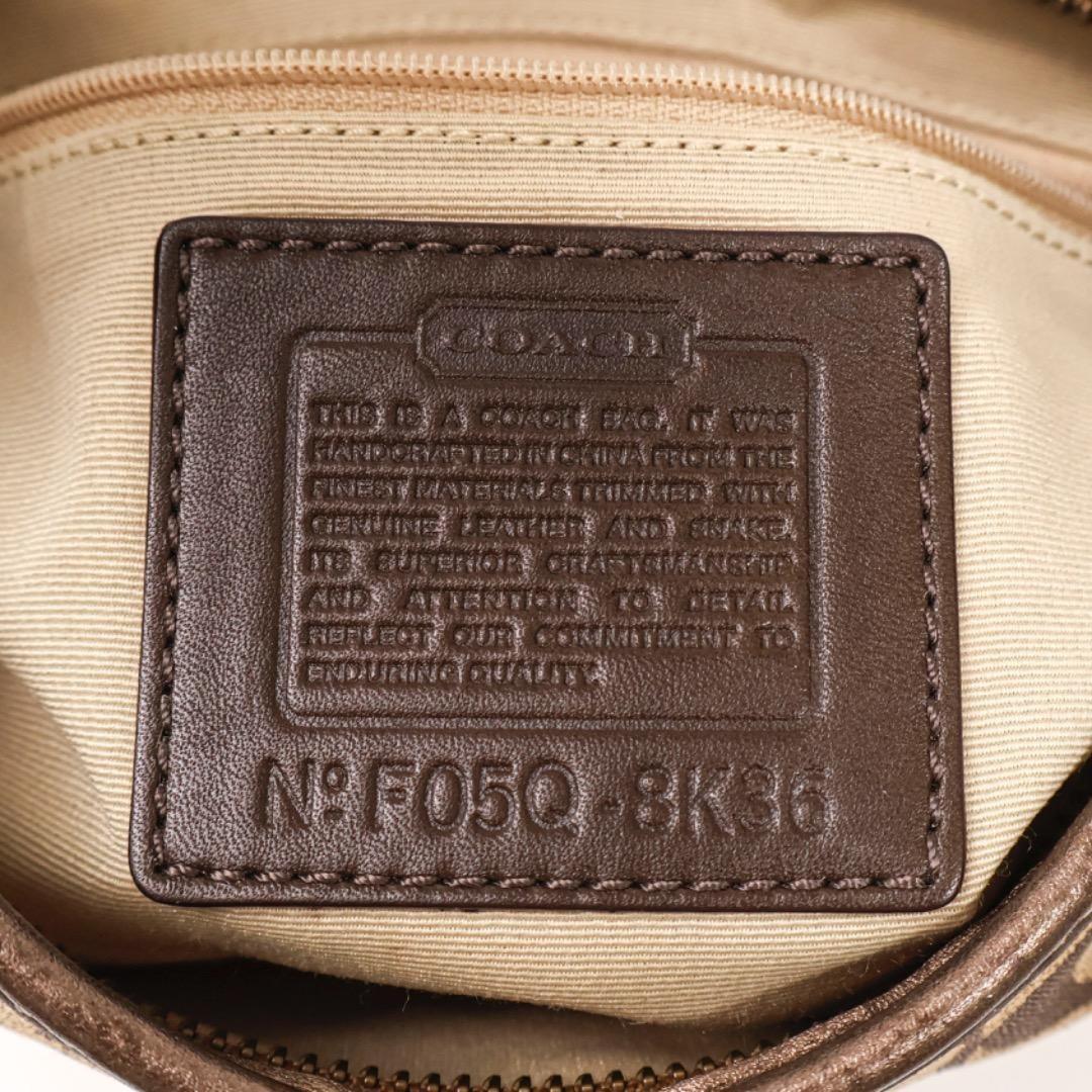 COACH Hand Shoulder Bag Tote Purse Signature Nylon Canvas Brown Authentic