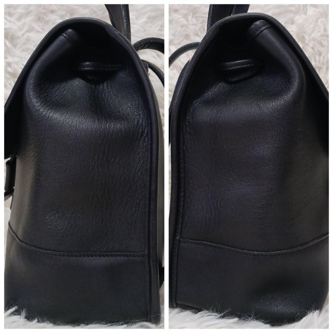 COACH Mini Backpack Old 9960 Turn Lock Leather Black Authentic