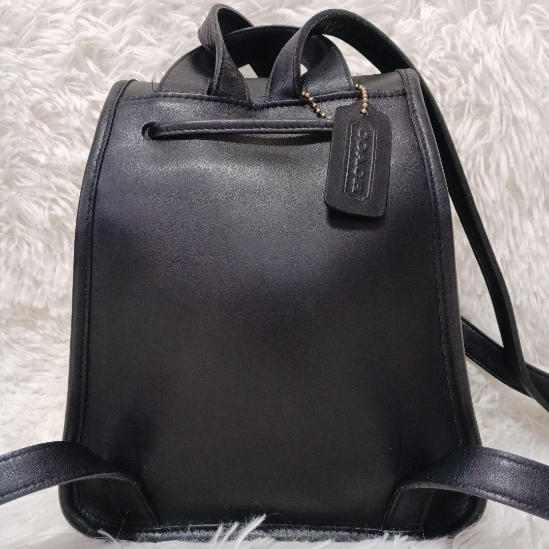 COACH Mini Backpack Old 9960 Turn Lock Leather Black Authentic