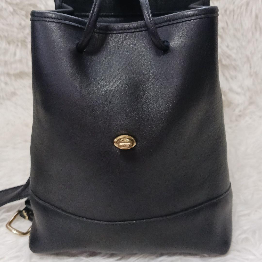 COACH Mini Backpack Old 9960 Turn Lock Leather Black Authentic