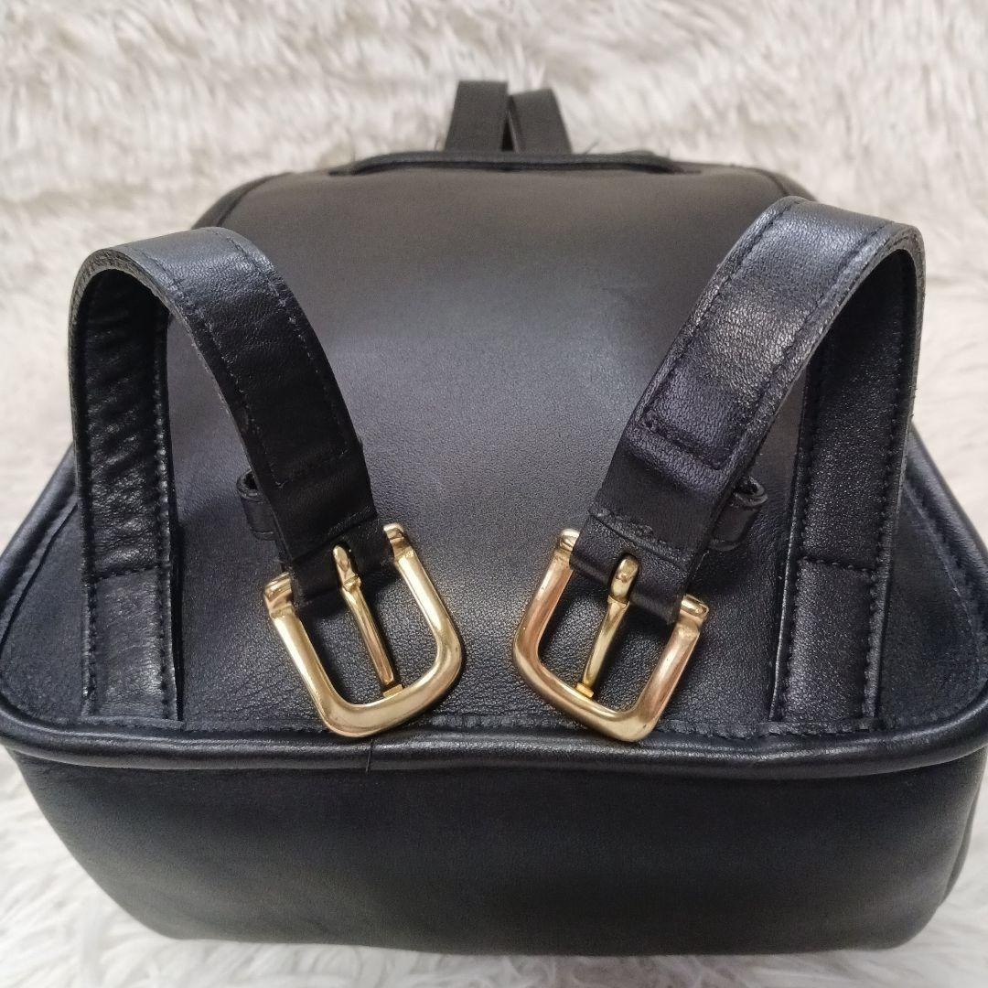 COACH Mini Backpack Old 9960 Turn Lock Leather Black Authentic