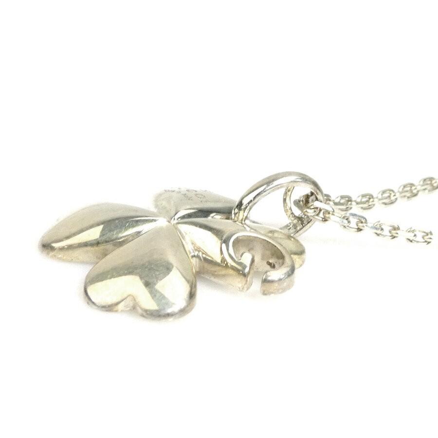 GUCCI Necklace Pendant Clover Silver 925 Women Accessory Authentic