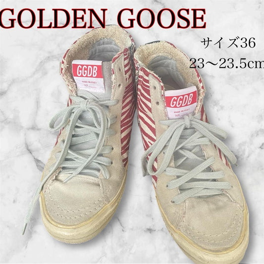GOLDEN GOOSE Sneakers Shoes High-cut EU 36 US 6 Red White Authentic