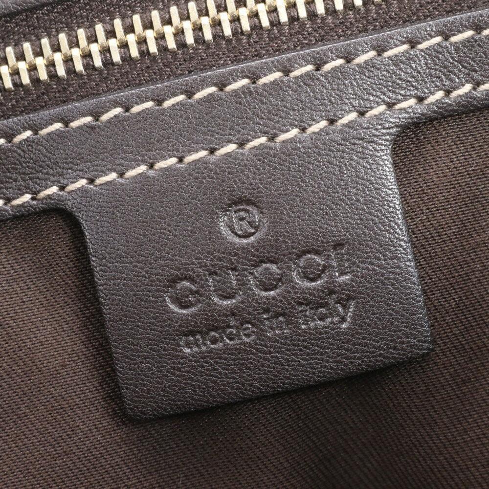 GUCCI Mini Boston Hand Bag Tote Purse GG Coated Canvas Leather Brown Authentic