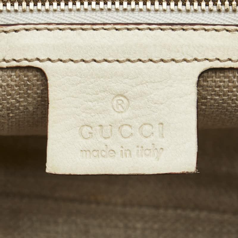 GUCCI Mini Boston Bag Hand Tote Purse Leather Off White Authentic