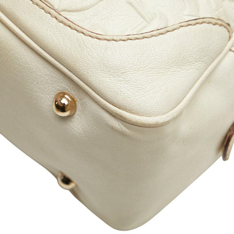 GUCCI Mini Boston Bag Hand Tote Purse Leather Off White Authentic