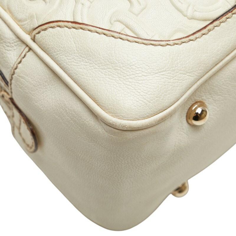 GUCCI Mini Boston Bag Hand Tote Purse Leather Off White Authentic