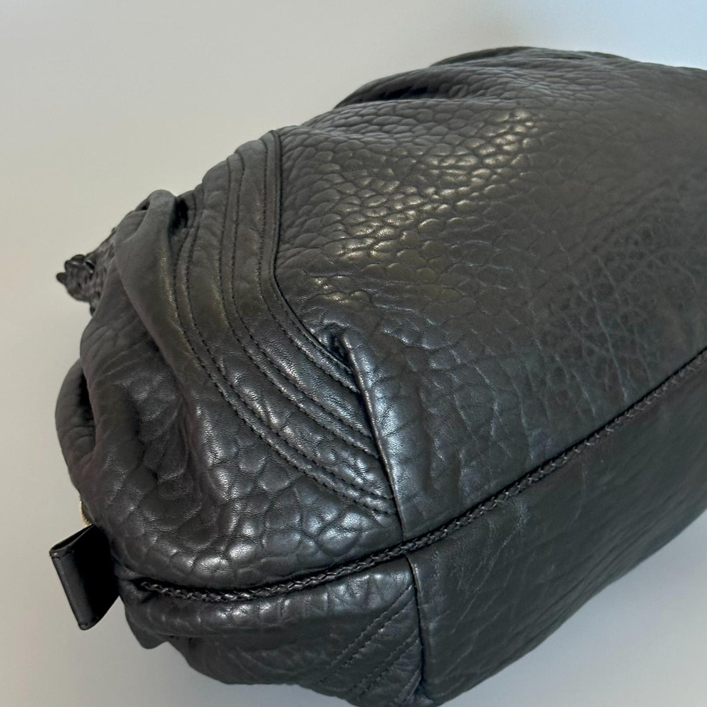 FENDI Spy Handbag Y2K Zucca Canvas Leather Purse Tote Black Gold Auth AP41008
