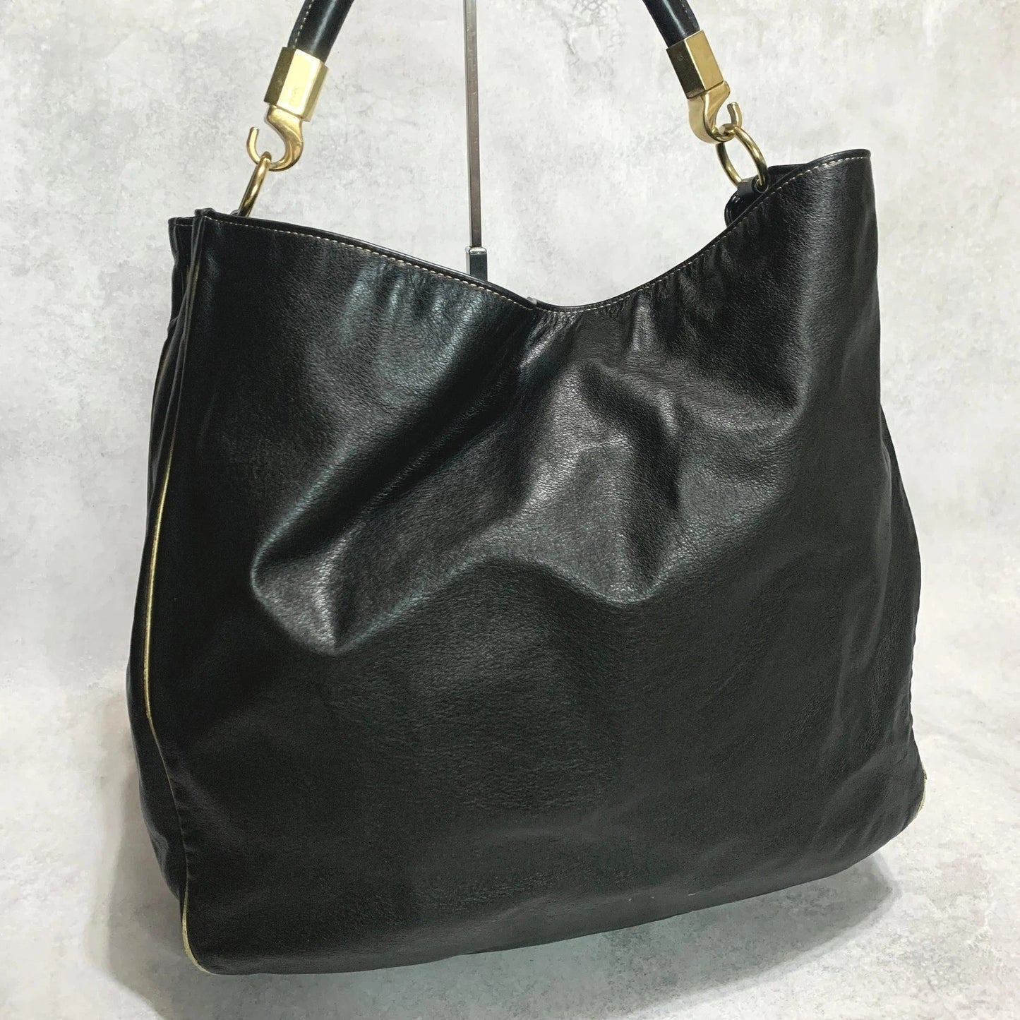 Yves Saint Laurent Shoulder Bag YSL Cassandra Purse Black Gold Women's Used