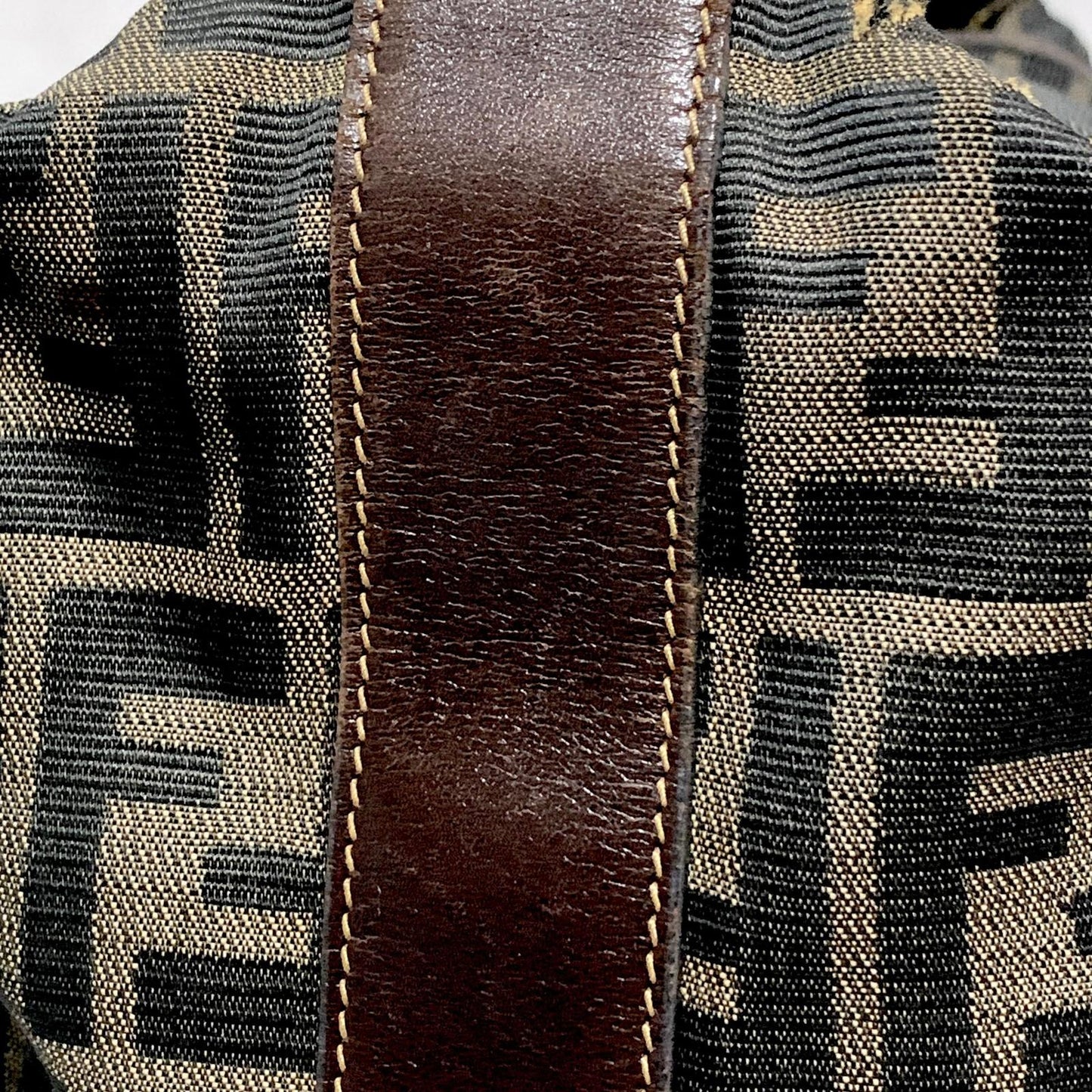 FENDI Bag Zucca FF Vanity Pouch Purse Hand Canvas Brown Used Authentic