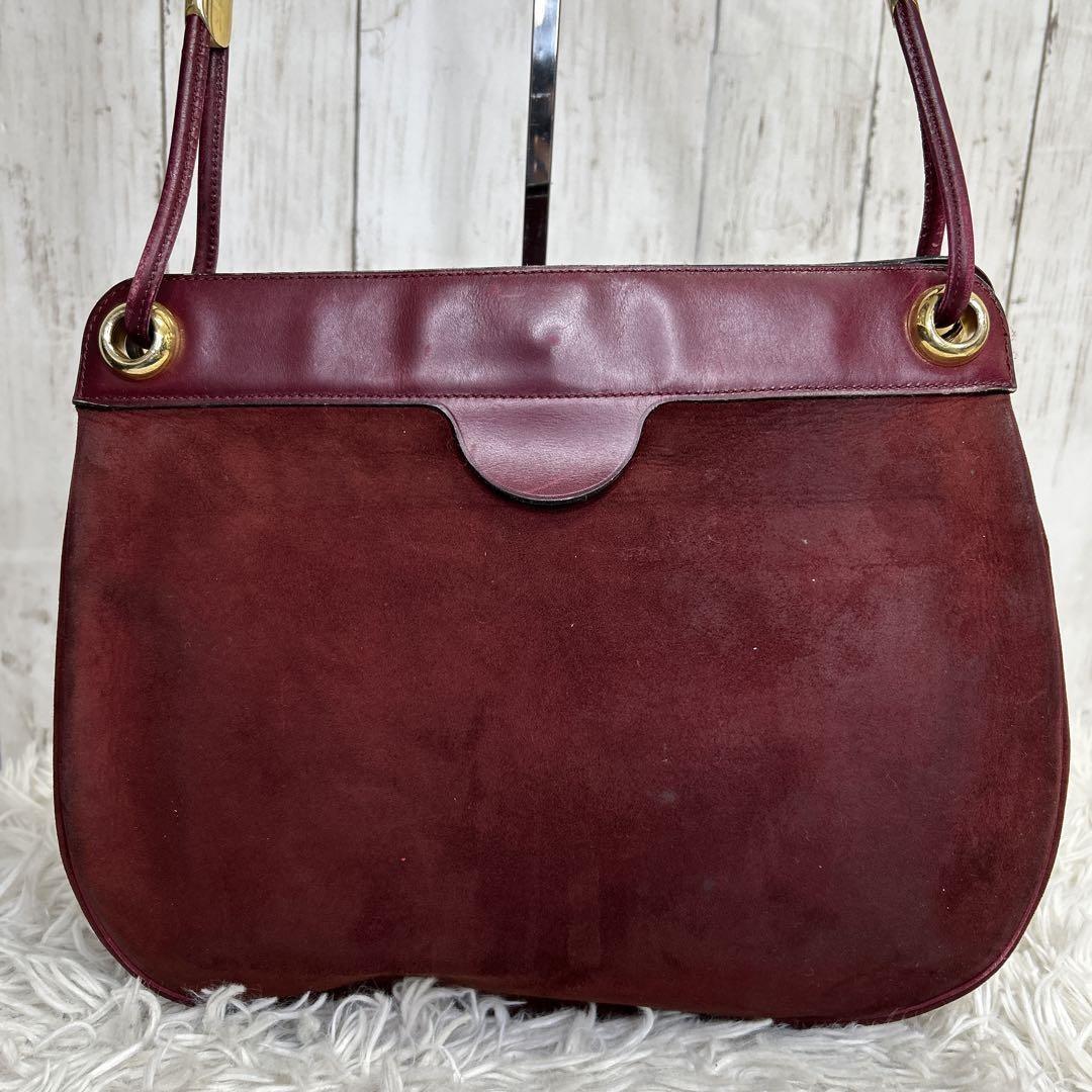 Christian Dior Shoulder Bag Purse CD Suede Red Authentic