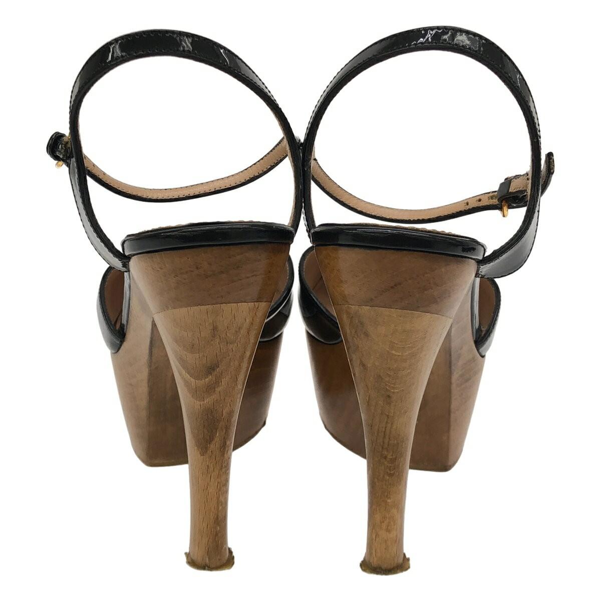 GUCCI Wood Sole Patent Heel Pumps EU 36.5 US 6.5 Authentic