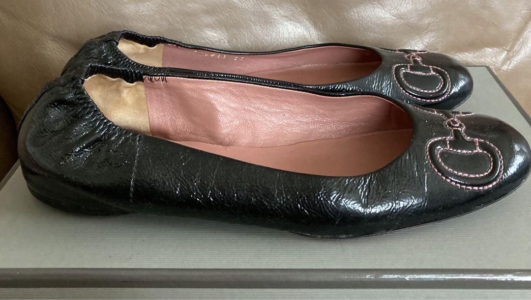 GUCCI Shoes Pumps Flat EU 37 US 7 Black Authentic