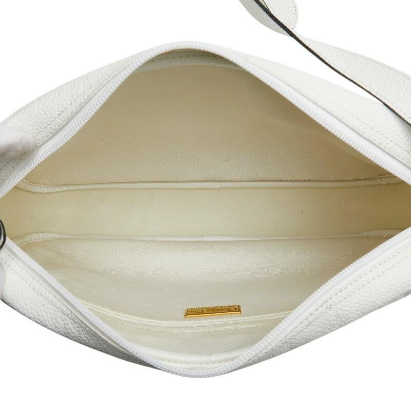 Christian Dior Shoulder Bag Purse Logo Leather White Authentic