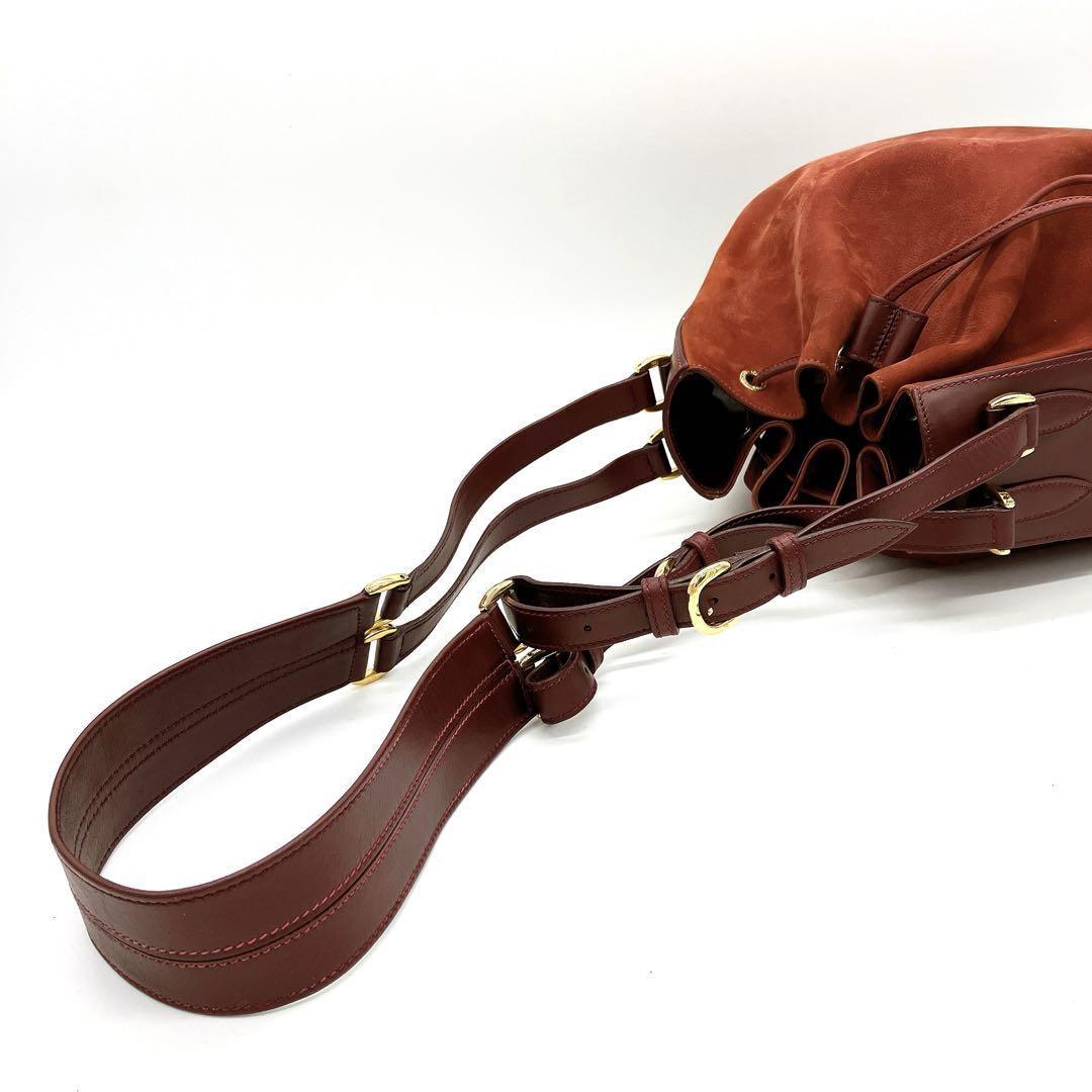 GUCCI Shoulder Bag Purse Suede Leather Red Authentic