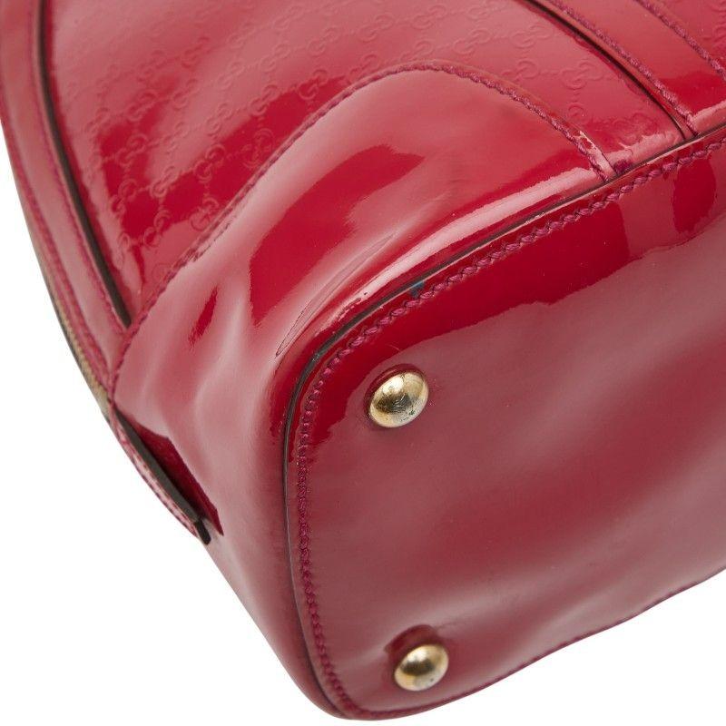 GUCCI Hand Bag Tote Purse Micro GG Patent Leather Pink Authentic