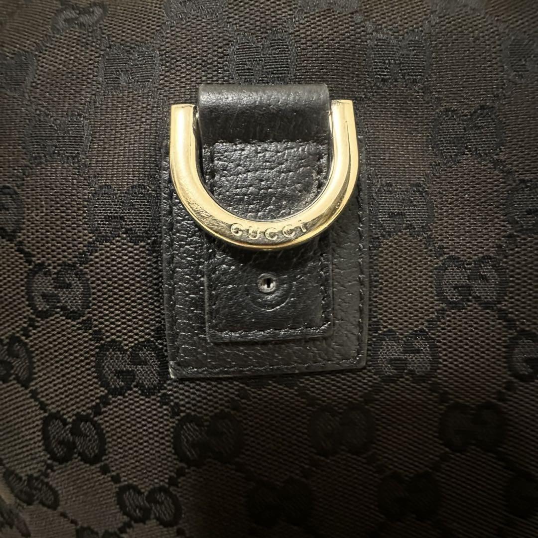 GUCCI Shoulder Bag Purse OLD GG Leather Black Authentic