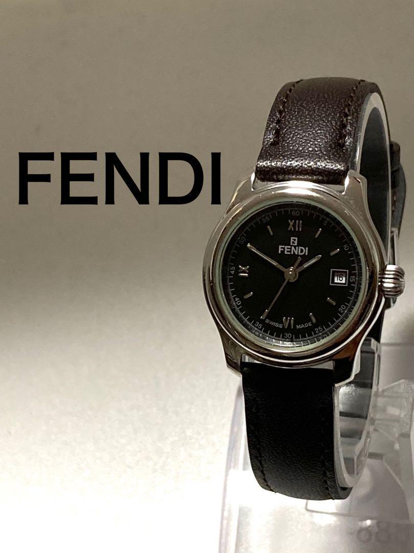 FENDI 210L Quartz Watch Wristwatch FF Logo Black Women's Authentic