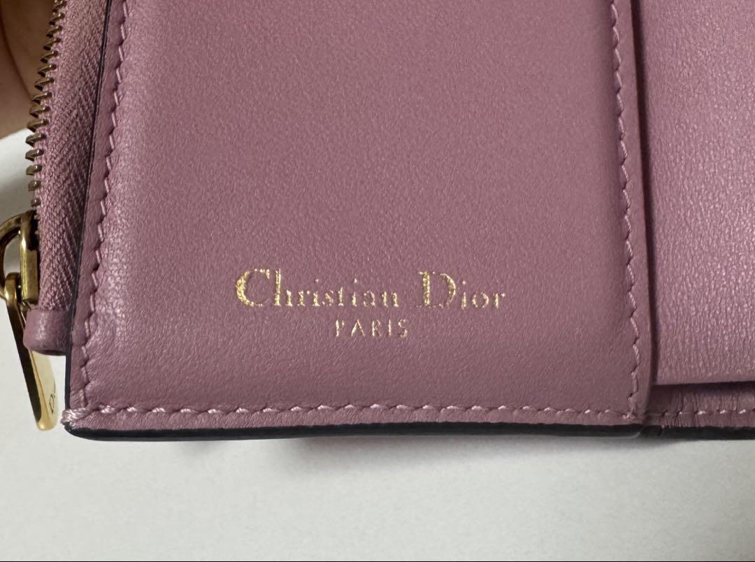 Christian Dior Tri-fold Wallet Compact Purse Saddle Pink Authentic
