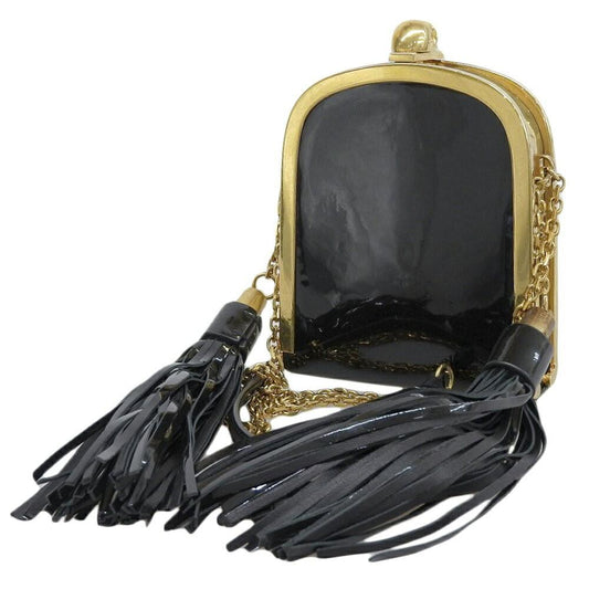 Alexander McQueen Shoulder Bag Purse Patent Leather Black Authentic