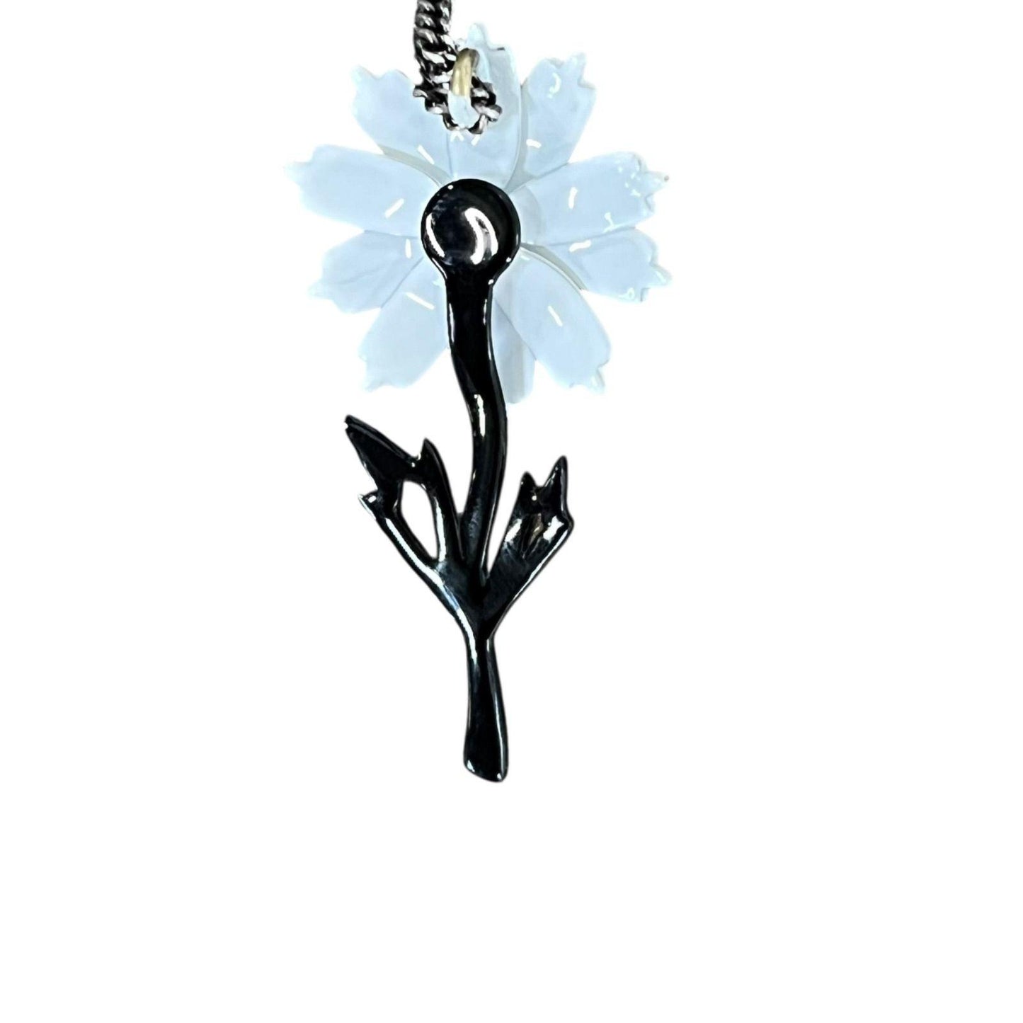 Saint Laurent Necklace Pendant Flower White Authentic