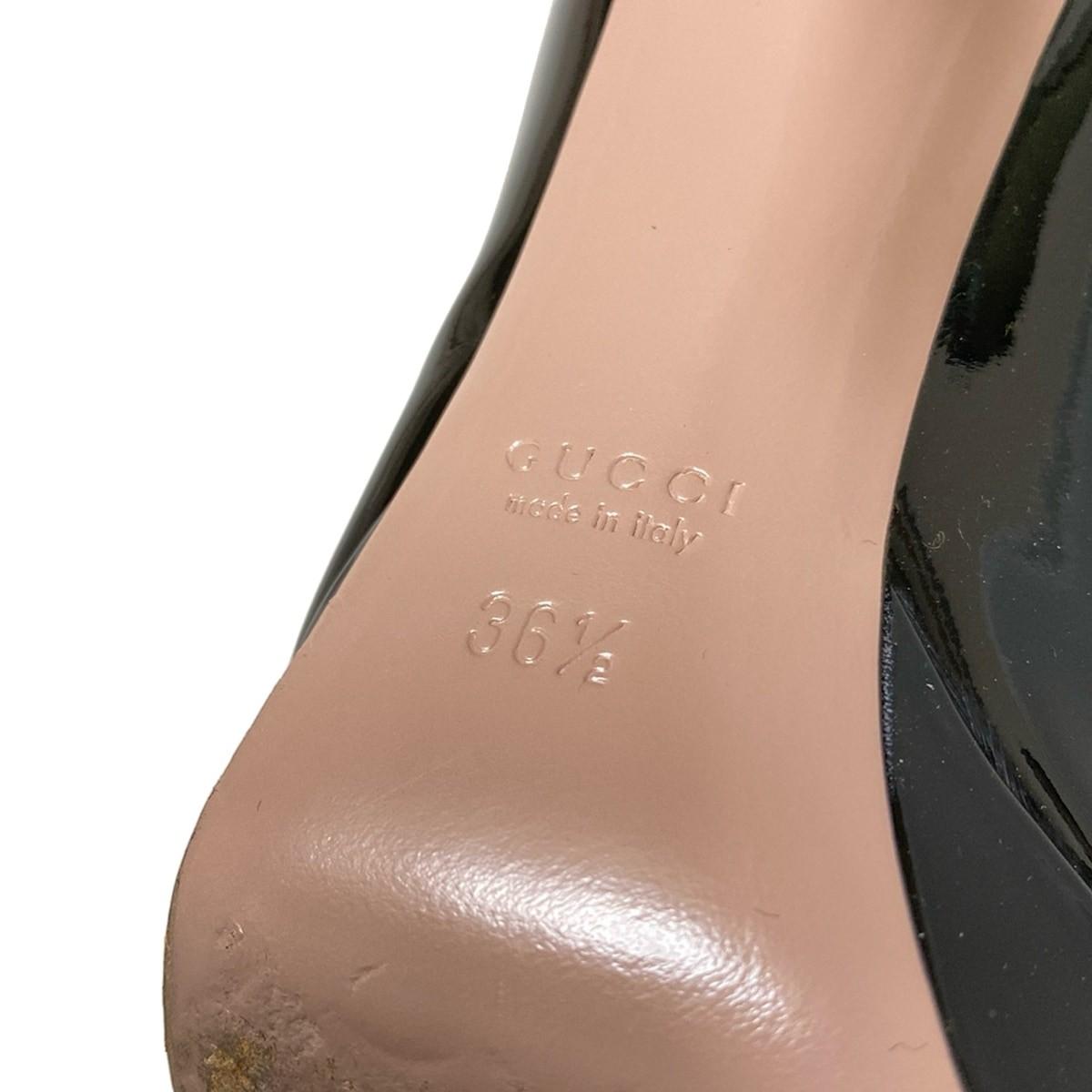 GUCCI Shoes Pumps Heel EU 36.5 US 6.5 Patent Leather Black Authentic