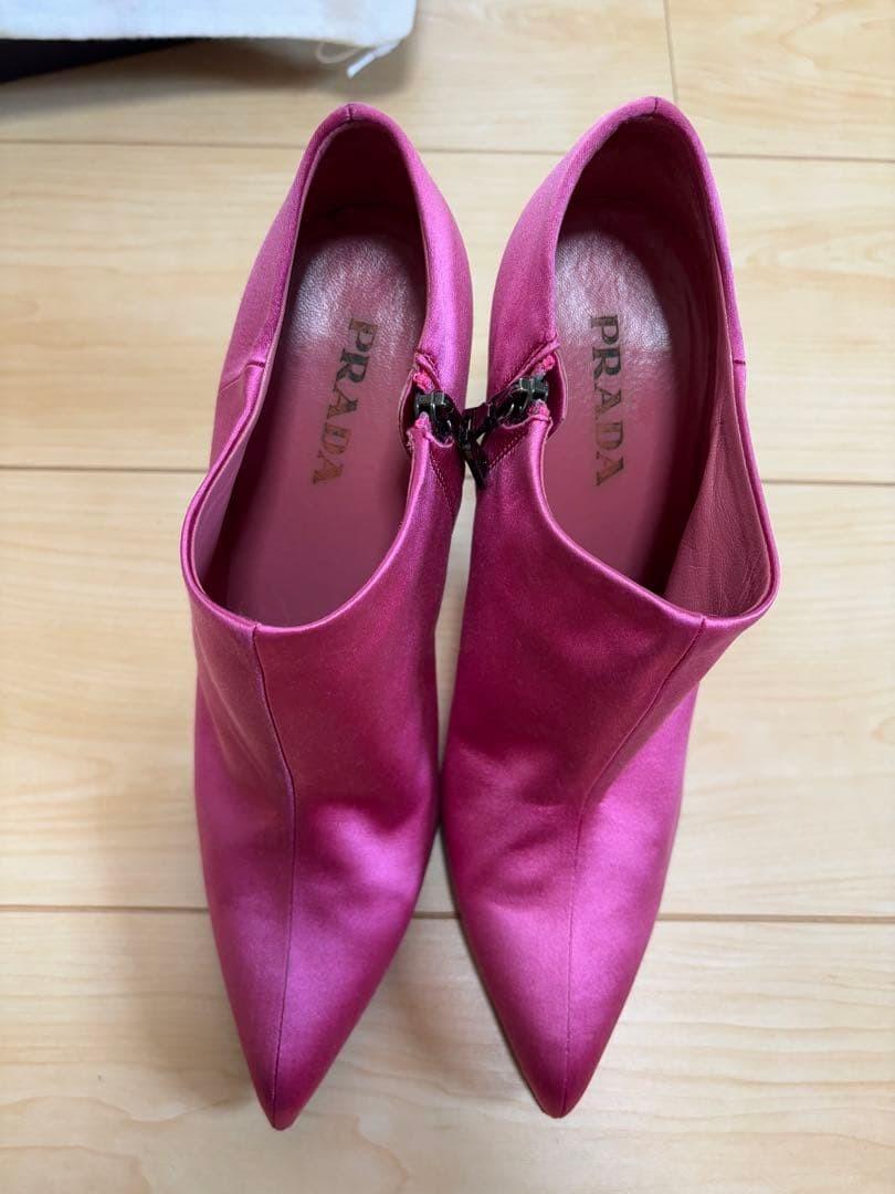 PRADA Shoes Pumps Heel EU 37.0 US 7.0 Satin Pink Authentic