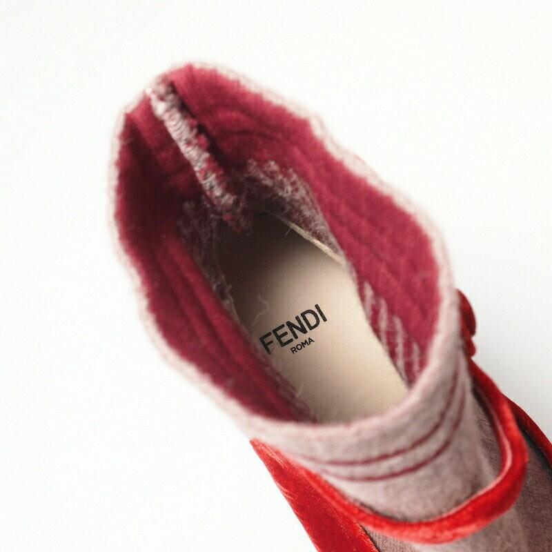 FENDI Short Boots Shoes ROCKOKO EU 37 US 7 Knit Velvet Red Purple Authentic