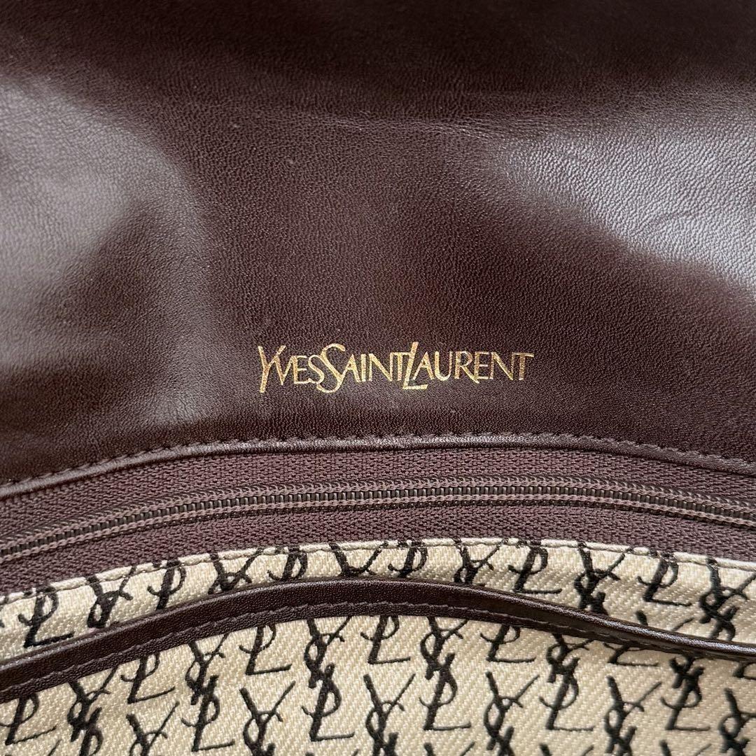 Saint Laurent Shoulder Bag Purse YSL Cassandra Leather Dark Brown Authentic