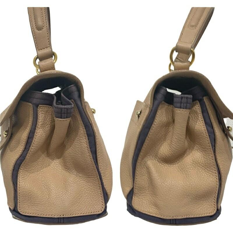 Saint Laurent Hand Bag Tote Purse Muse Toe Leather Beige Authentic