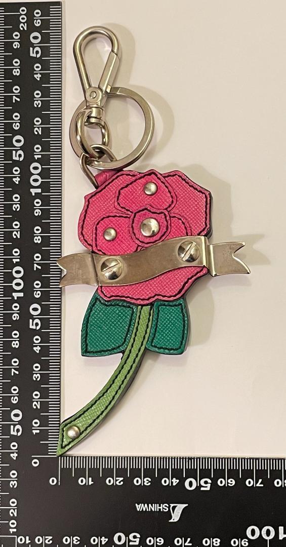 PRADA Key Ring Keychain Bag Charm Pink Green Authentic