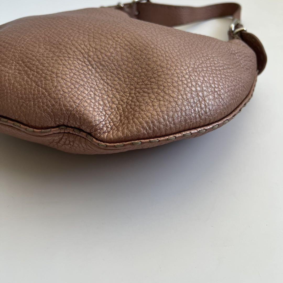 FENDI Shoulder Bag Purse Selleria Leather Pink Authentic